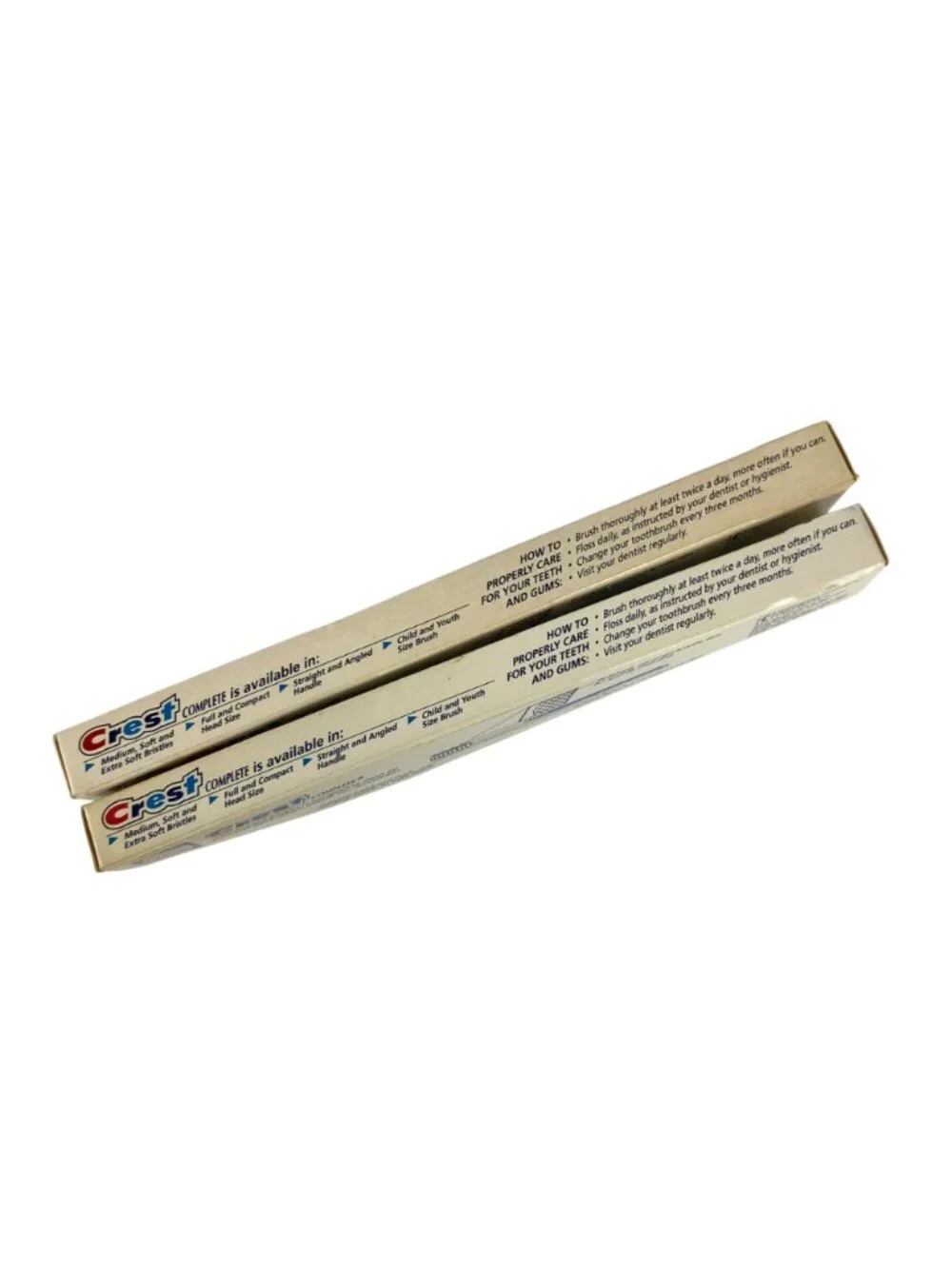 Crest Complete Youth Soft Toothbrushes Set of 2 Rippled Bristles Easy Grip 1995